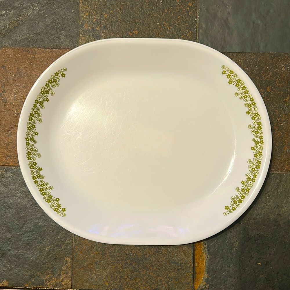 Corelle Oval Serving Platter Spring Blossom Green Crazy Daisy